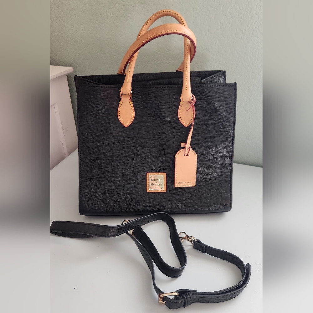 Dooney & Bourke Black and Tan Satchel